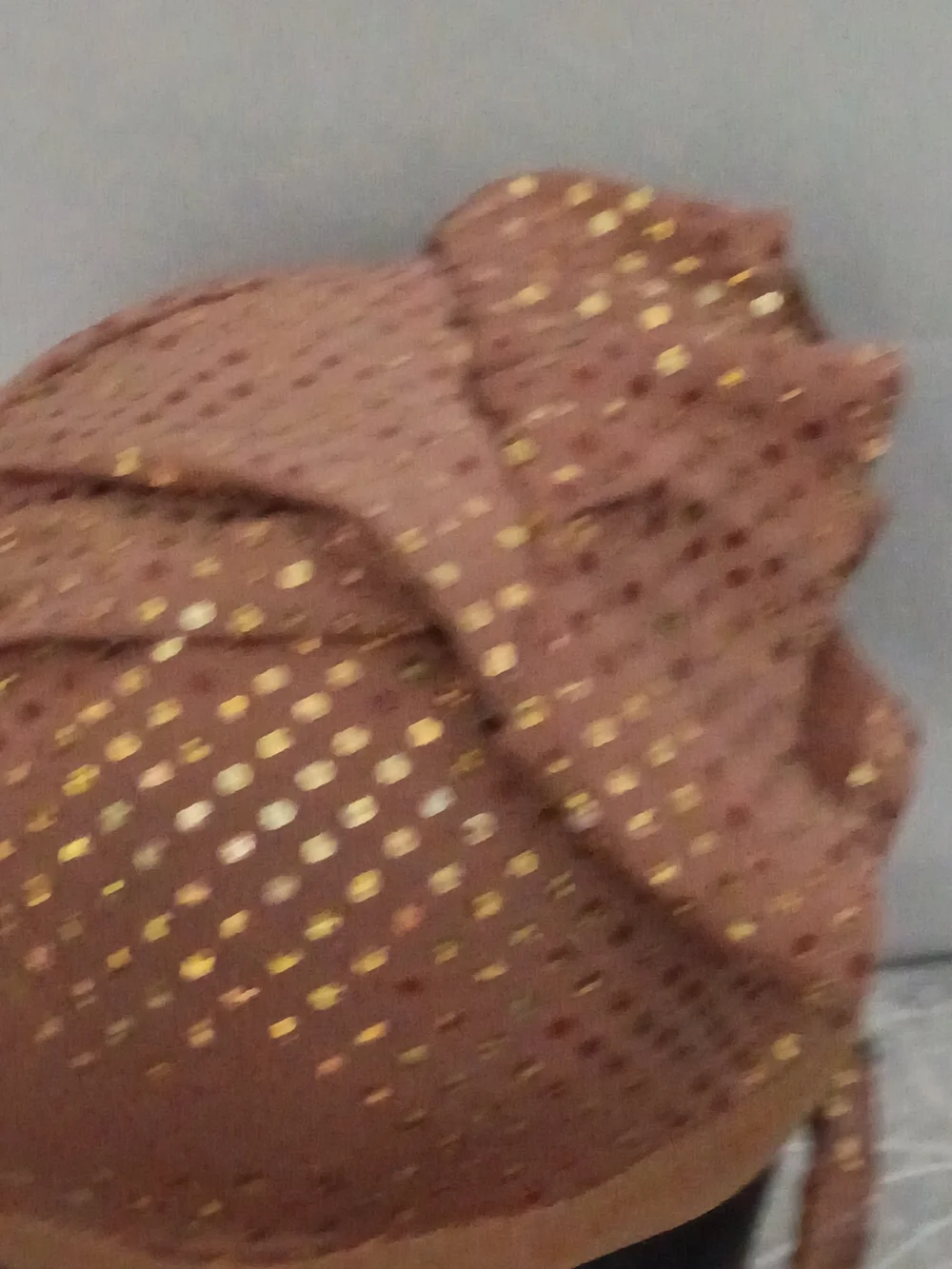 Women’s Fashion Headscarf with Gold Dots - Pink Brown